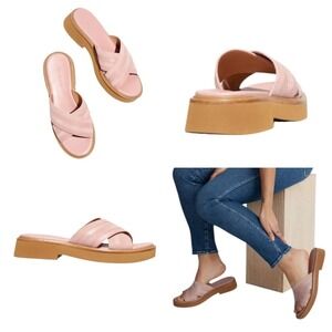 Madewell Alina Sandals Crisscross Padded Leather Slides Warm Thistle Women's 8.5